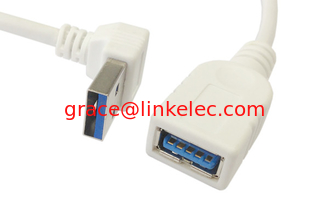 China Up Right Angled 90 degree USB 3.0 A male to Female Extension 30cm Cable White supplier
